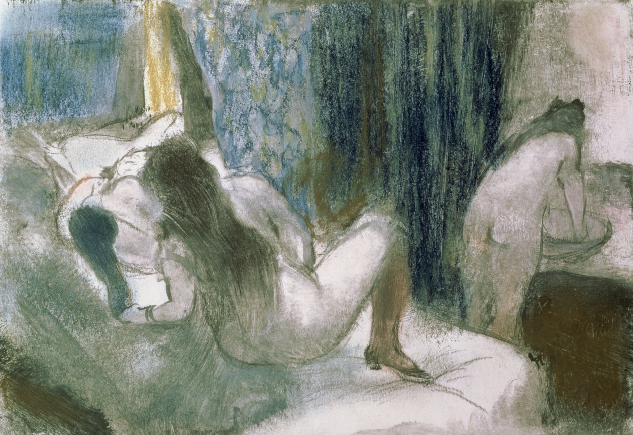 A bordélyház, 1879 körül (pasztell és monotípia papíron) alkotó: Edgar Degas