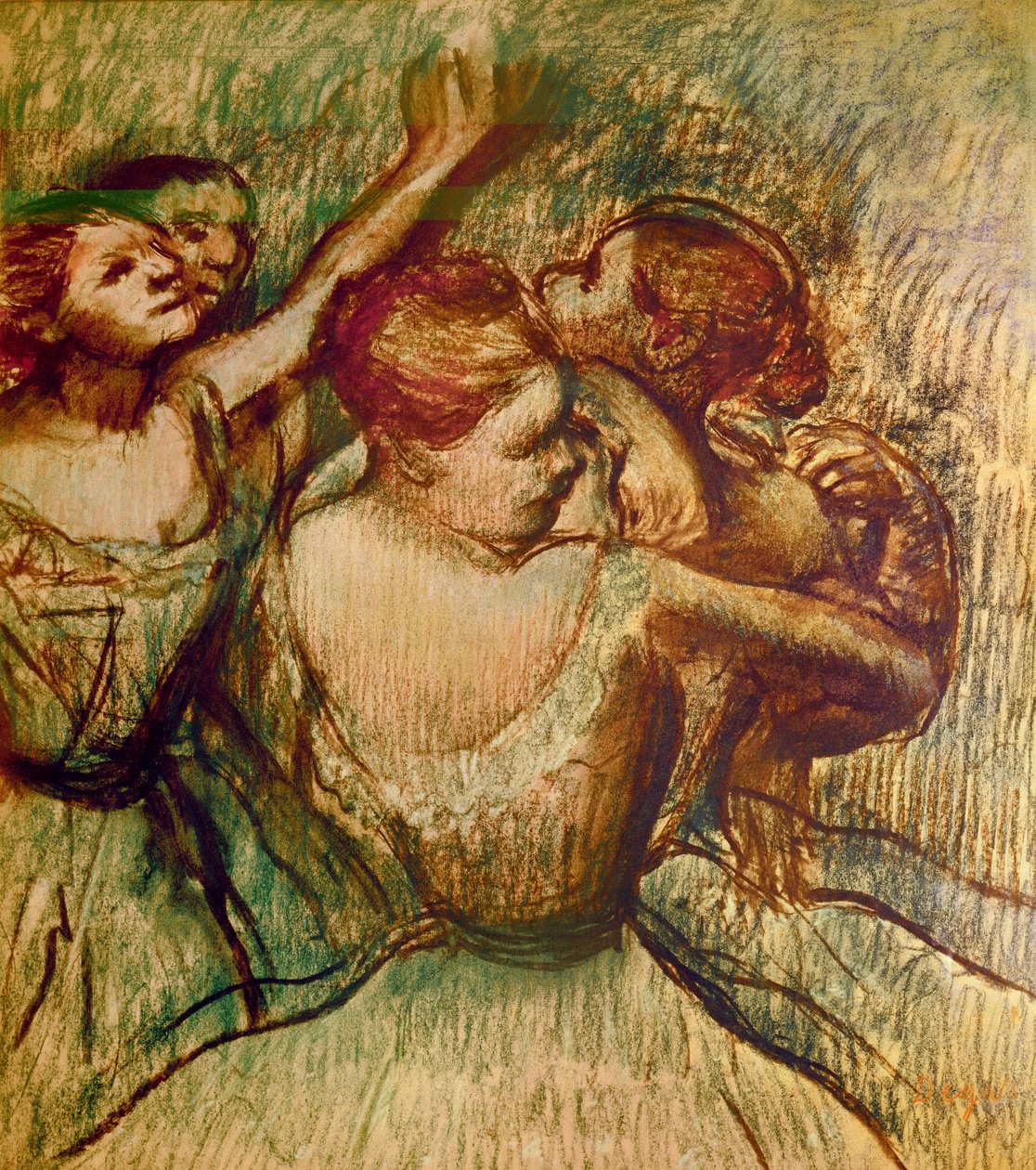 A zöld táncosok (pasztell papíron) alkotó: Edgar Degas