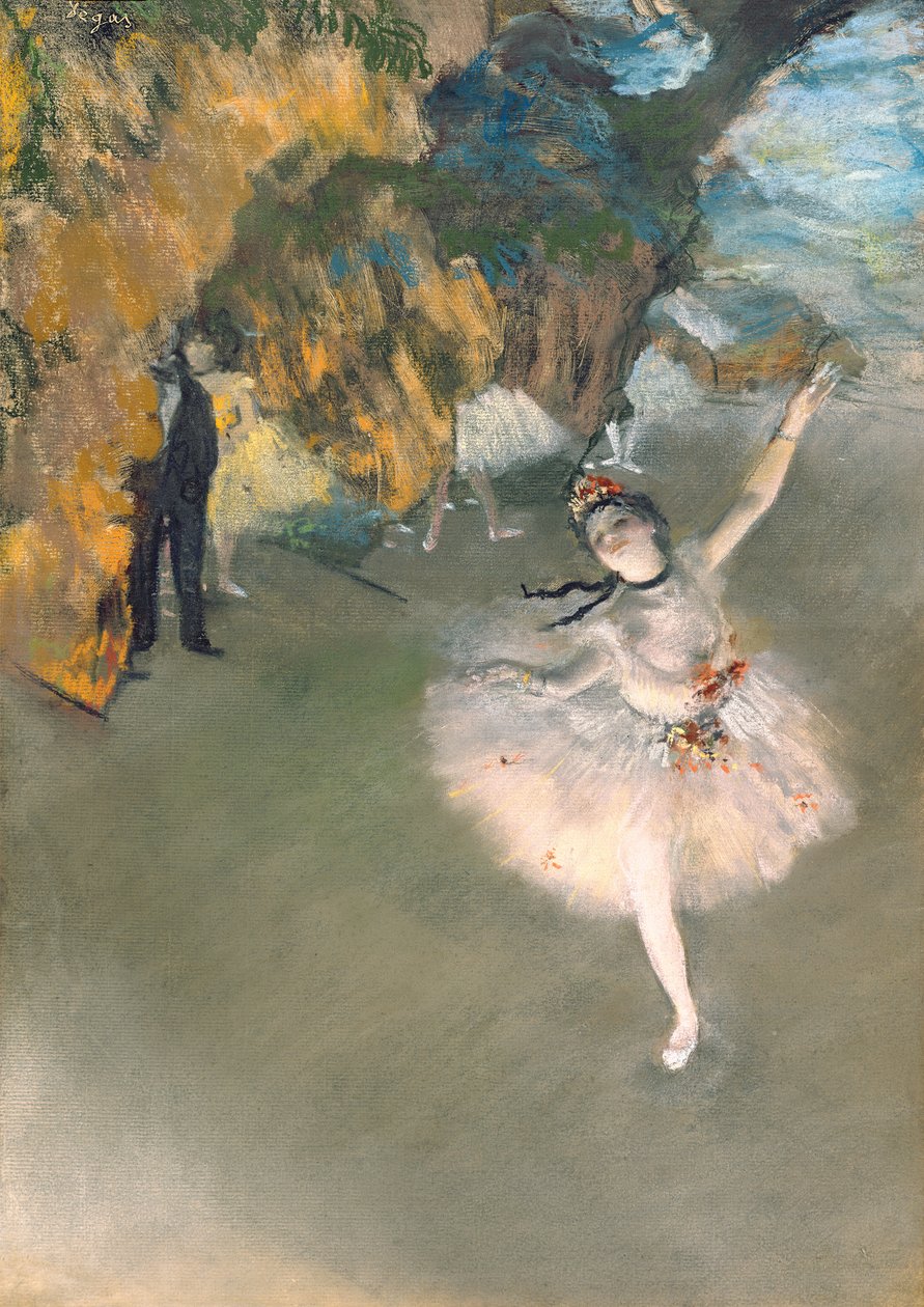 A csillag, avagy táncos a színpadon, 1876-77 körül (pasztell papíron) alkotó: Edgar Degas
