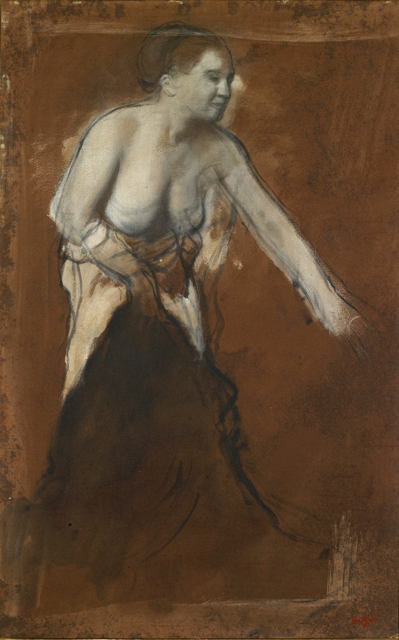 Magát mosó nő, 1866-68 körül (olaj, karton) alkotó: Edgar Degas