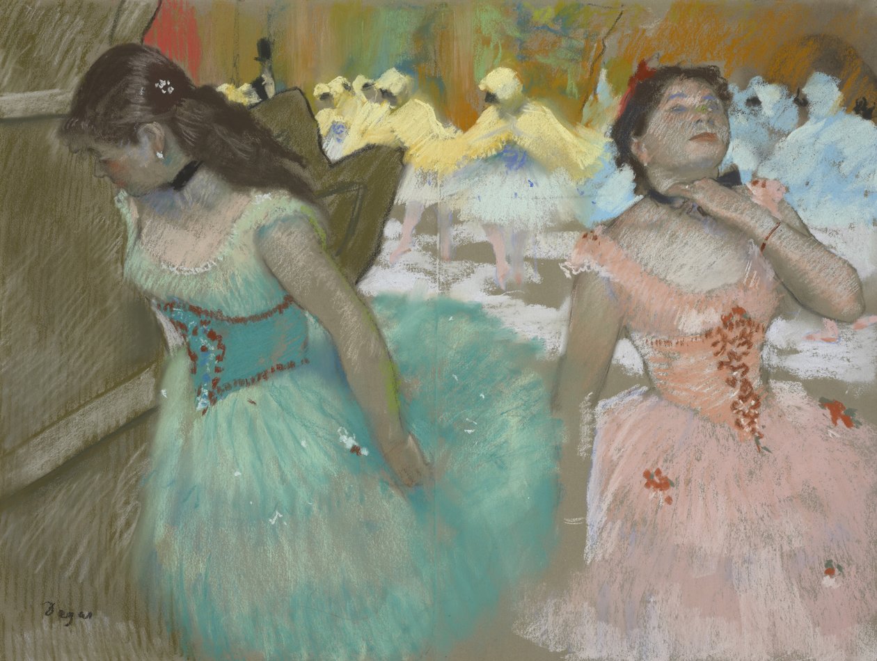 Az Álarcos táncosok bejárata, 1879 körül alkotó: Edgar Degas