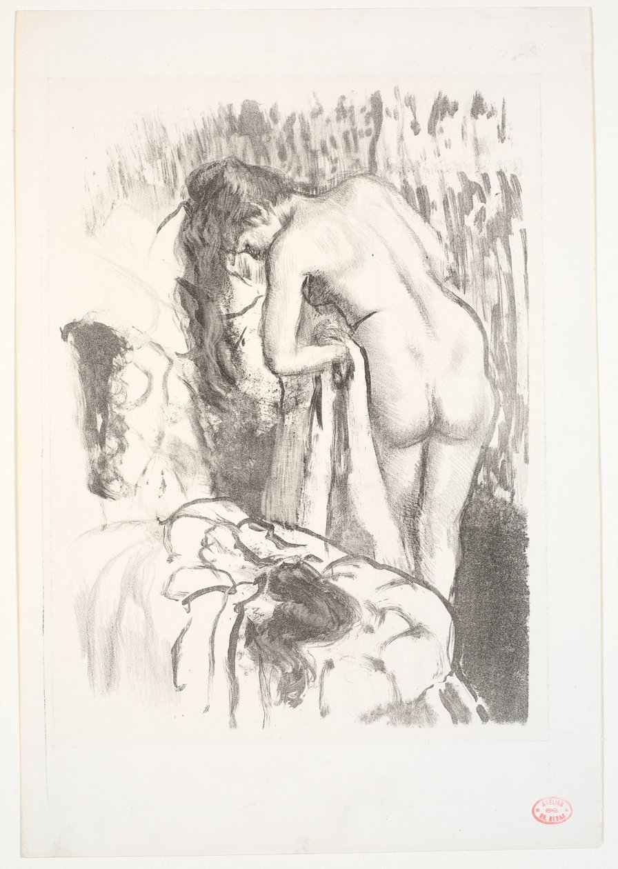 Meztelen nő áll a WC-nél alkotó: Edgar Degas