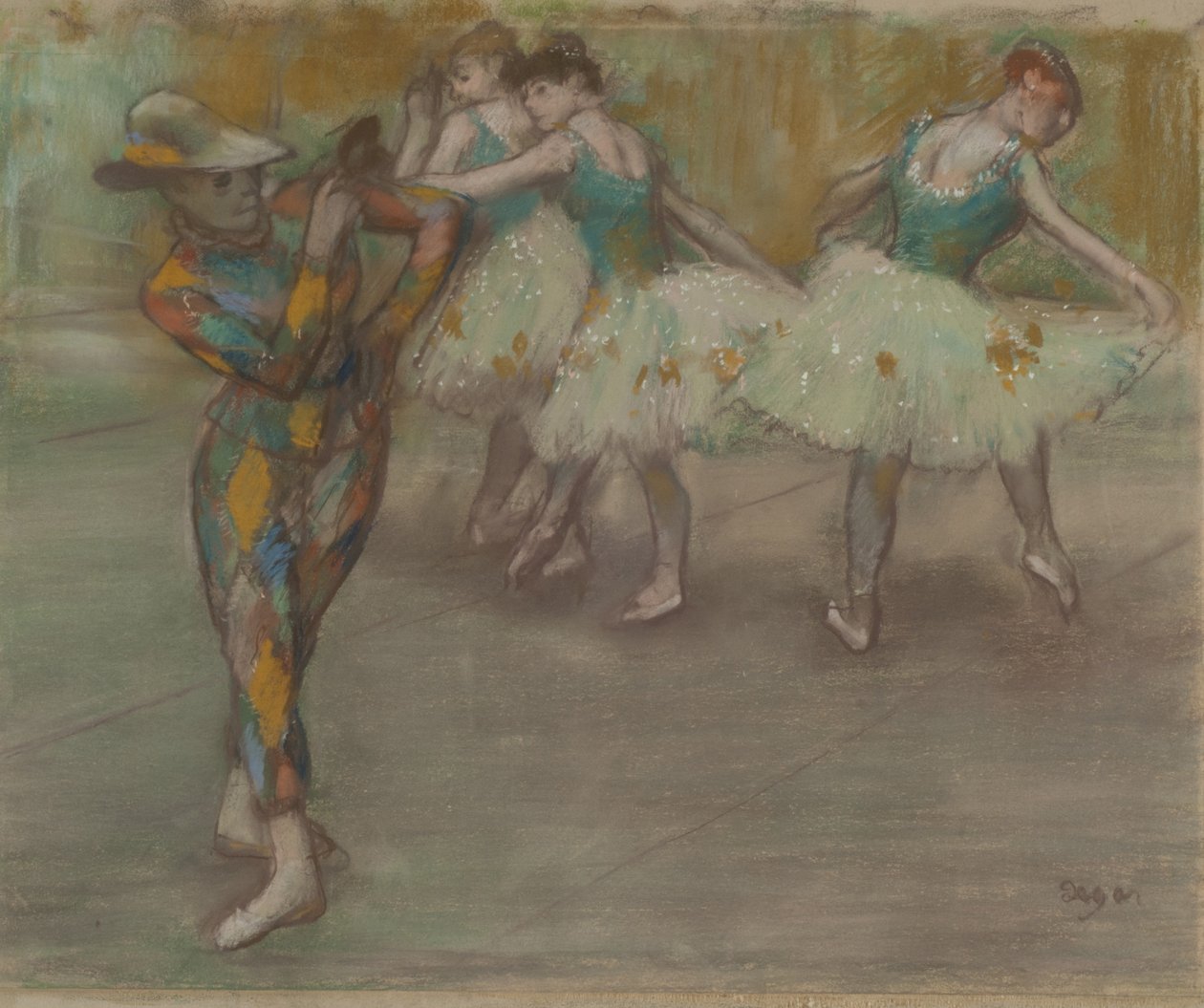 Harlekin tánc, 1890 körül (pasztell, karton) alkotó: Edgar Degas