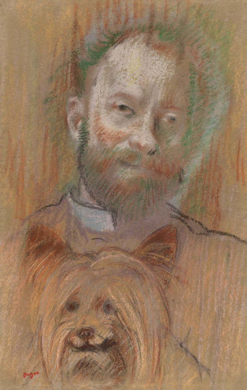 Ludovic Lepic a kutyáját tartja, 1889. alkotó: Edgar Degas