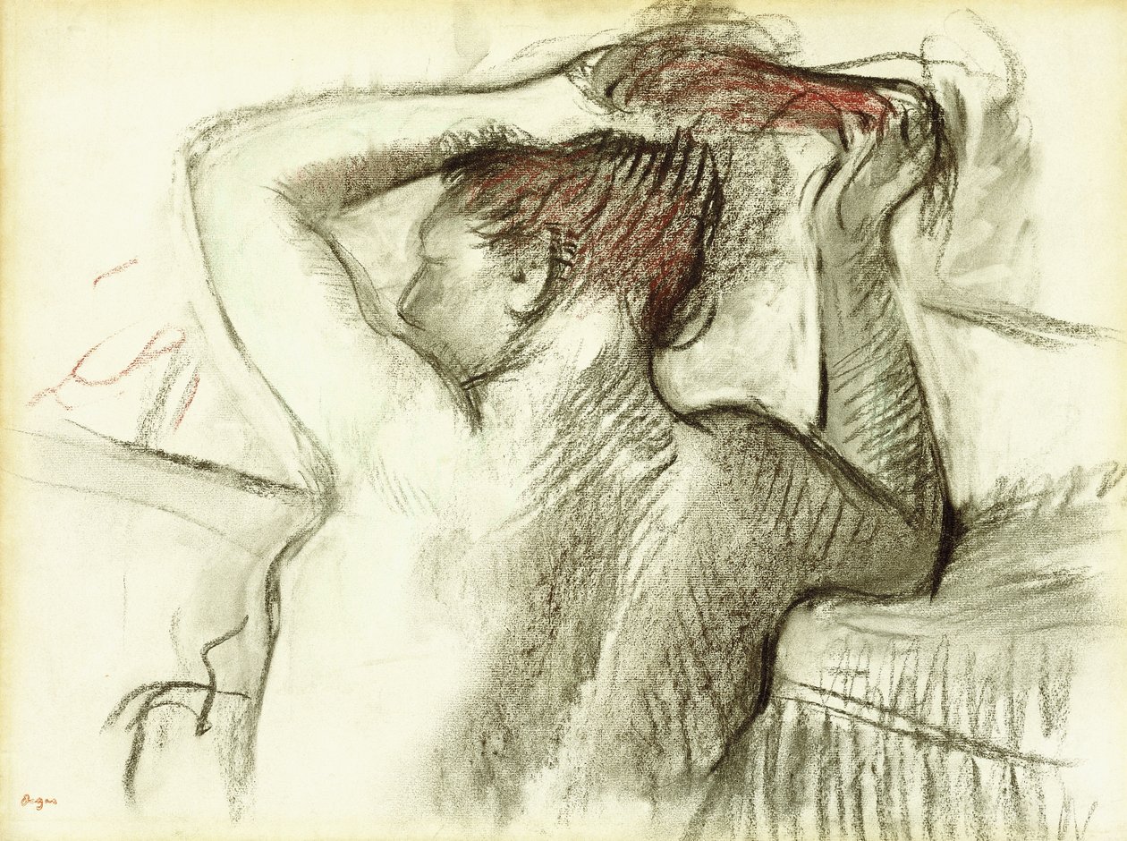 Meztelen nő hajformázó alkotó: Edgar Degas