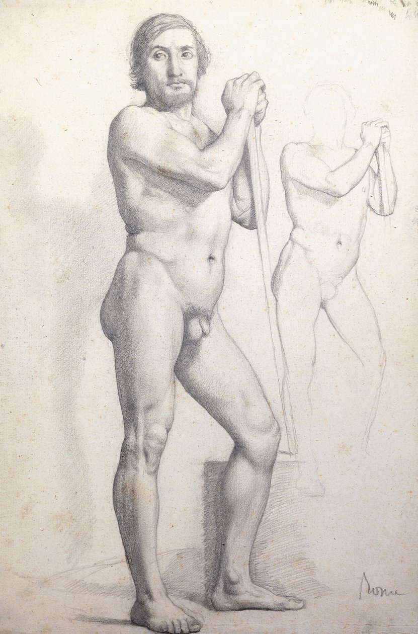 Meztelen férfi áll; Meztelen férfi áll, 1856 körül alkotó: Edgar Degas