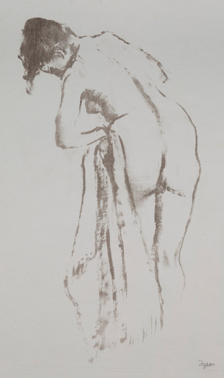 Meztelen nő törülközővel, állva, 1891-92. alkotó: Edgar Degas