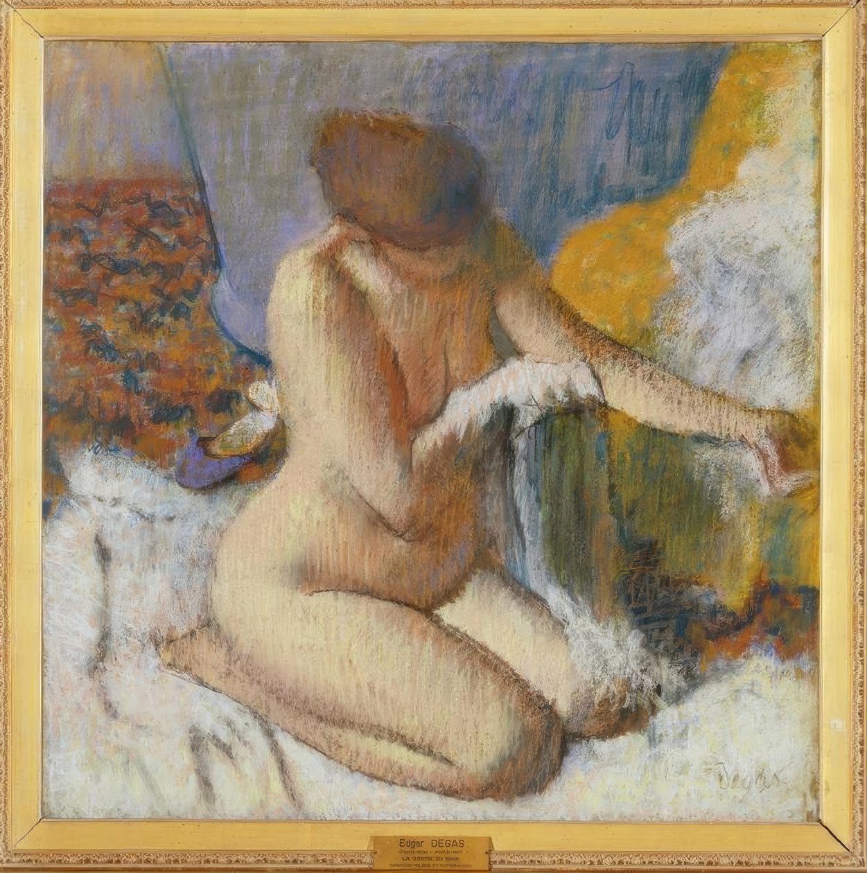 Fürdés után meztelenül alkotó: Edgar Degas