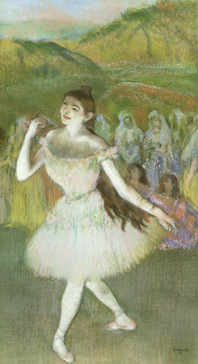 Rózsaszín táncos (pasztell) alkotó: Edgar Degas