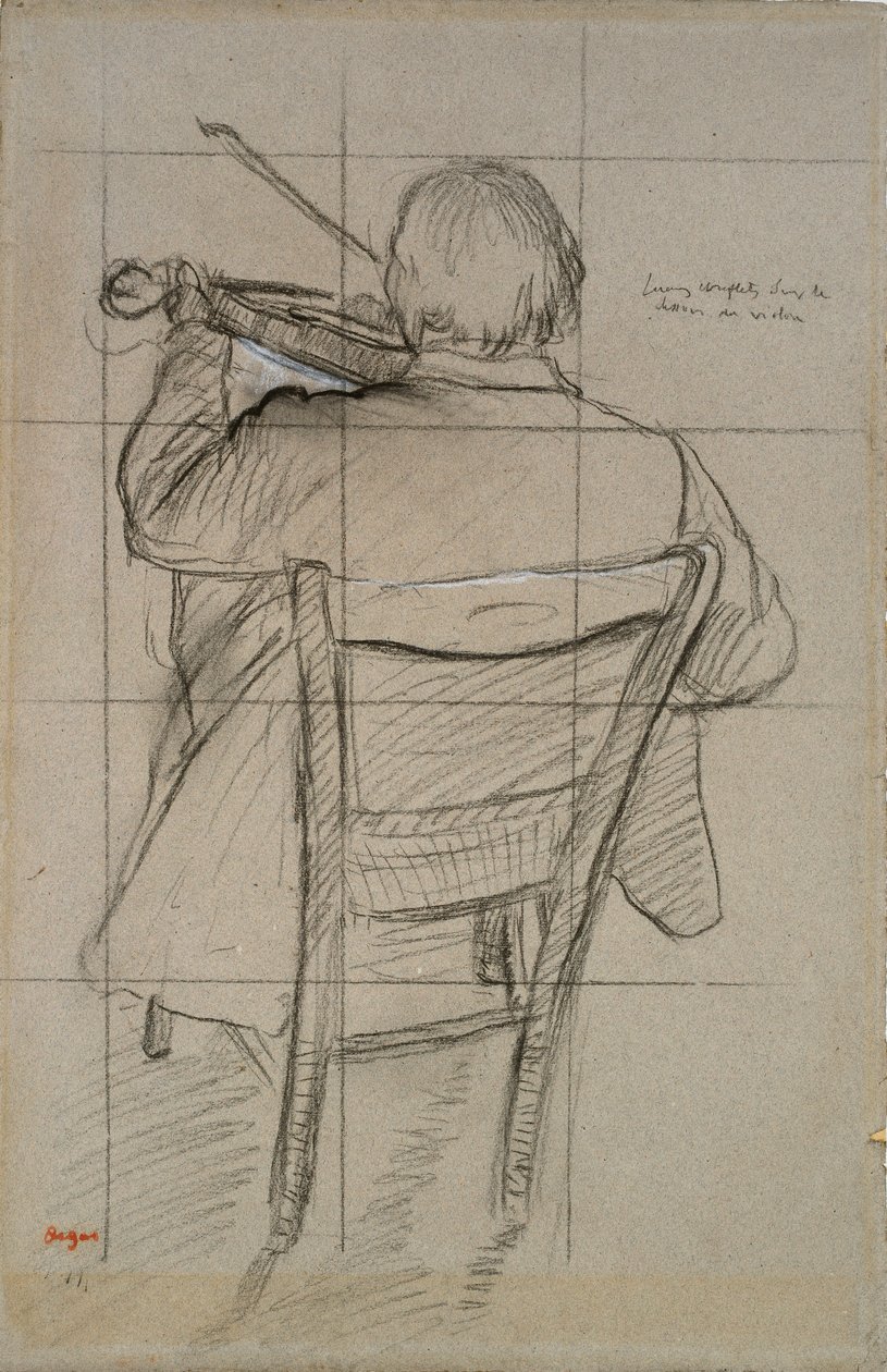 Ülő hegedűs hátulról nézve, 1875-1876 alkotó: Edgar Degas