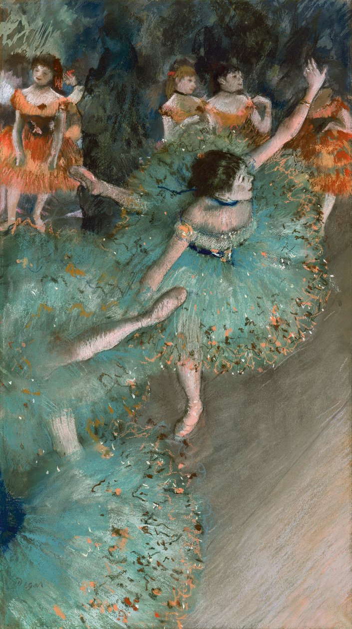 Lengő táncos táncos zöldben, 1877-1878 alkotó: Edgar Degas