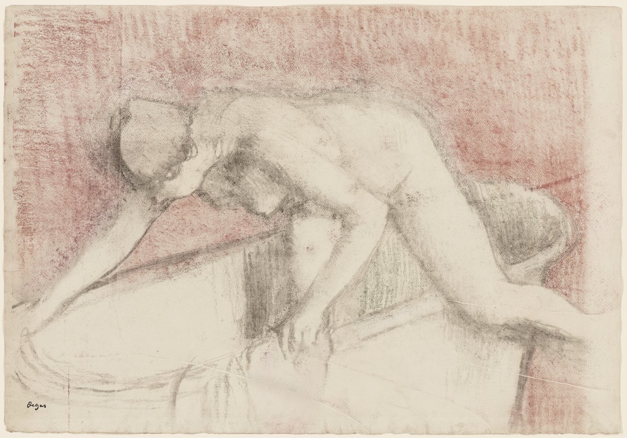 A fürdő (kréta és pasztell rajz) alkotó: Edgar Degas
