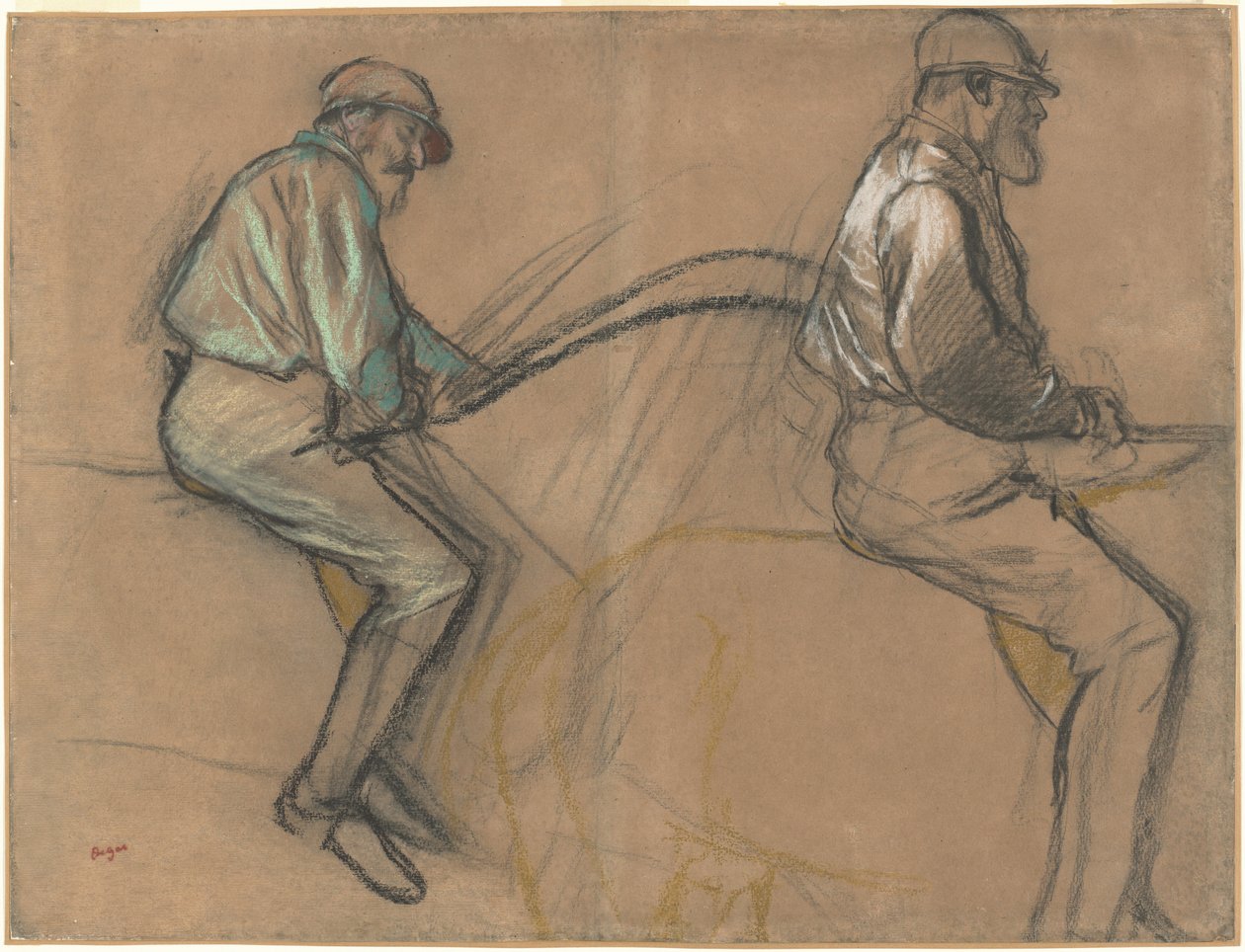 Két tanulmány egy zsokéról, c. 1884. alkotó: Edgar Degas