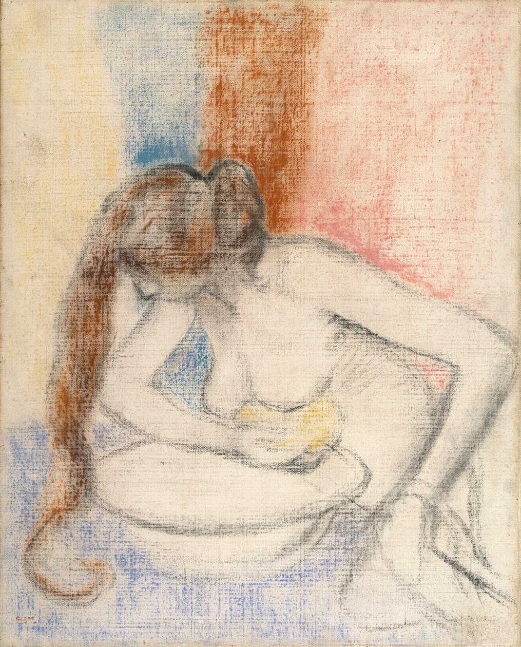 Woman Bathing, 1897 körül (pasztell, alapozott vászon) alkotó: Edgar Degas