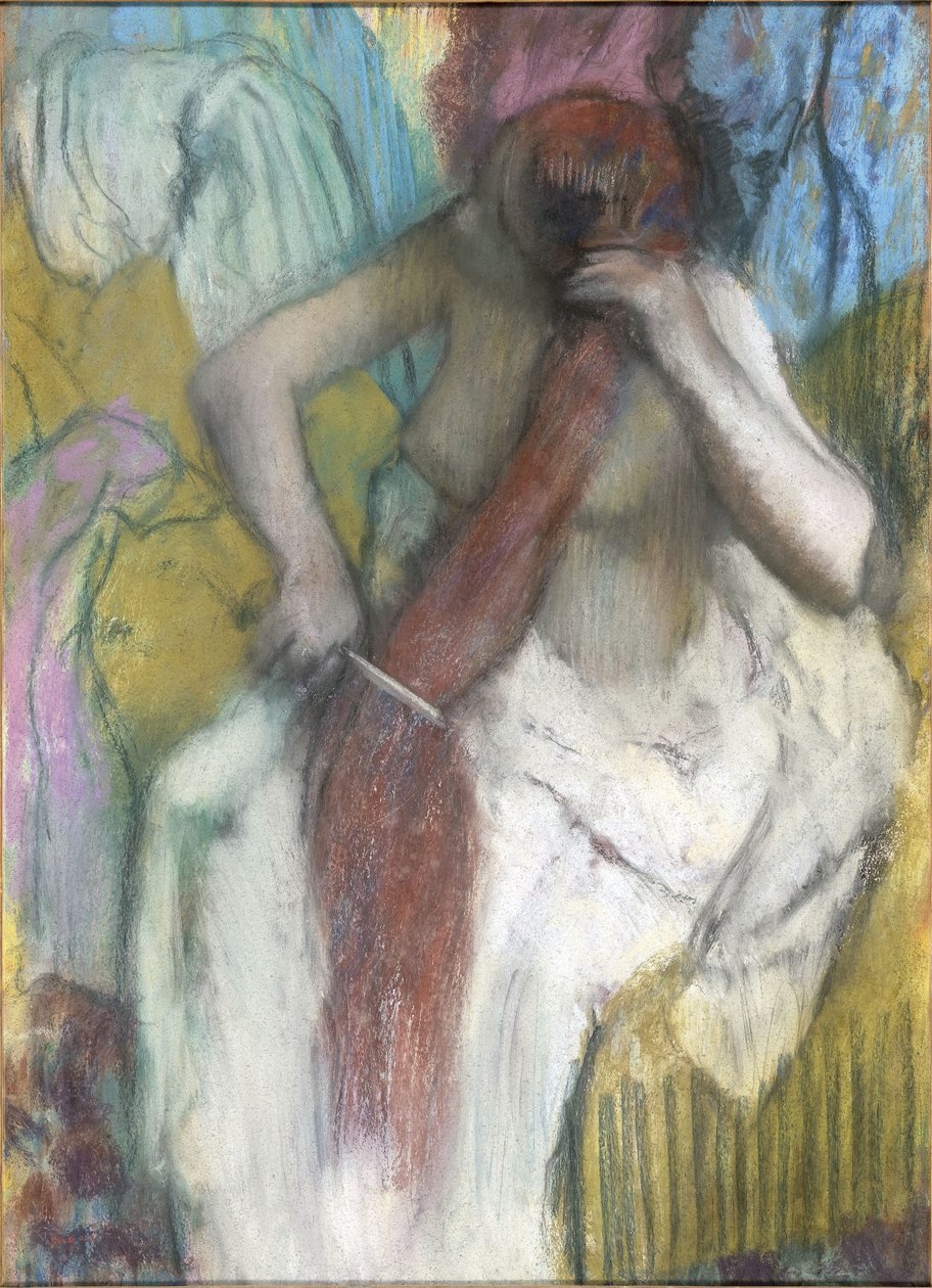 Haját fésülködő nő alkotó: Edgar Degas