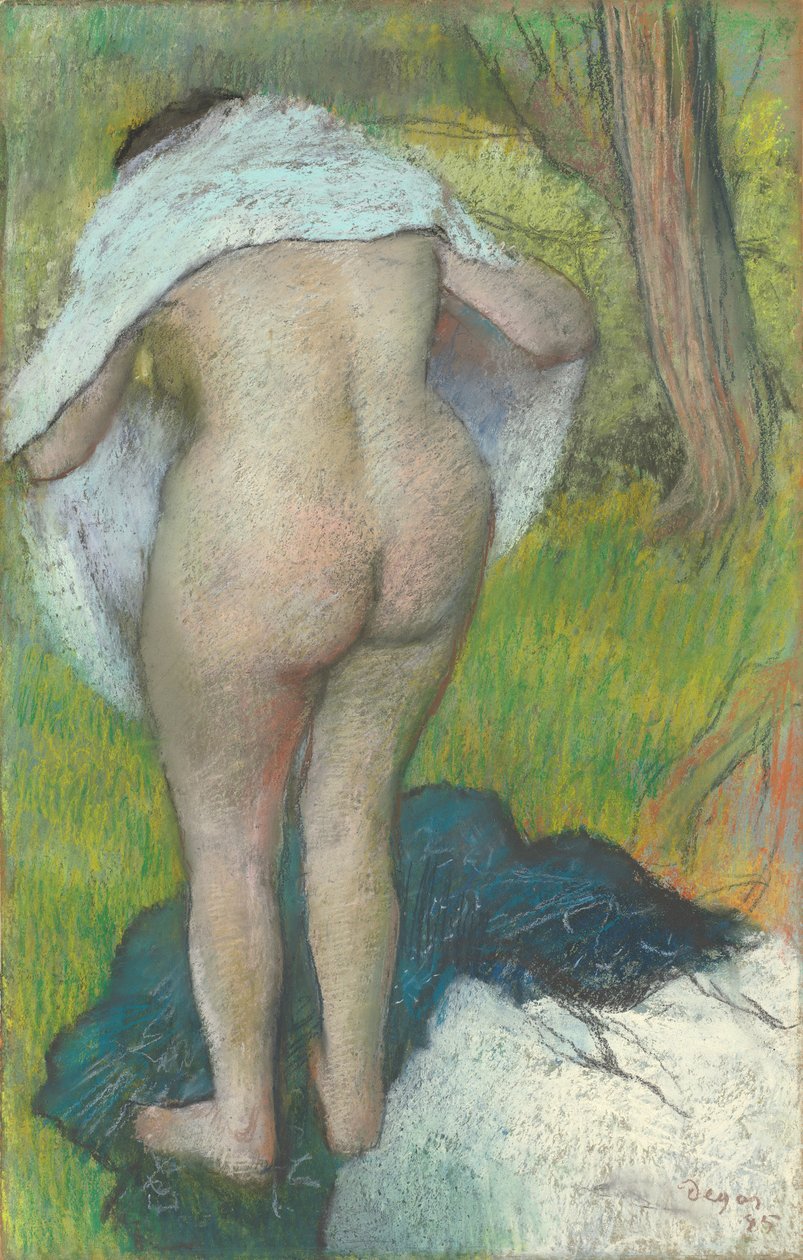 Fiatal nő öltözködik alkotó: Edgar Degas