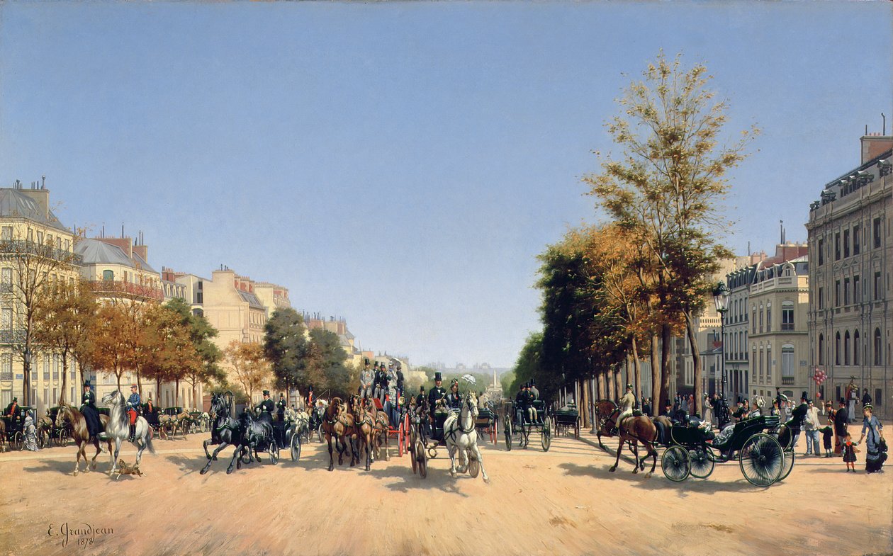 Kilátás a Champs-Elysees-re a Place de l