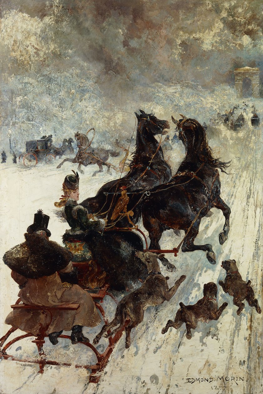 A szánkóverseny, 1877 alkotó: Edmond Morin
