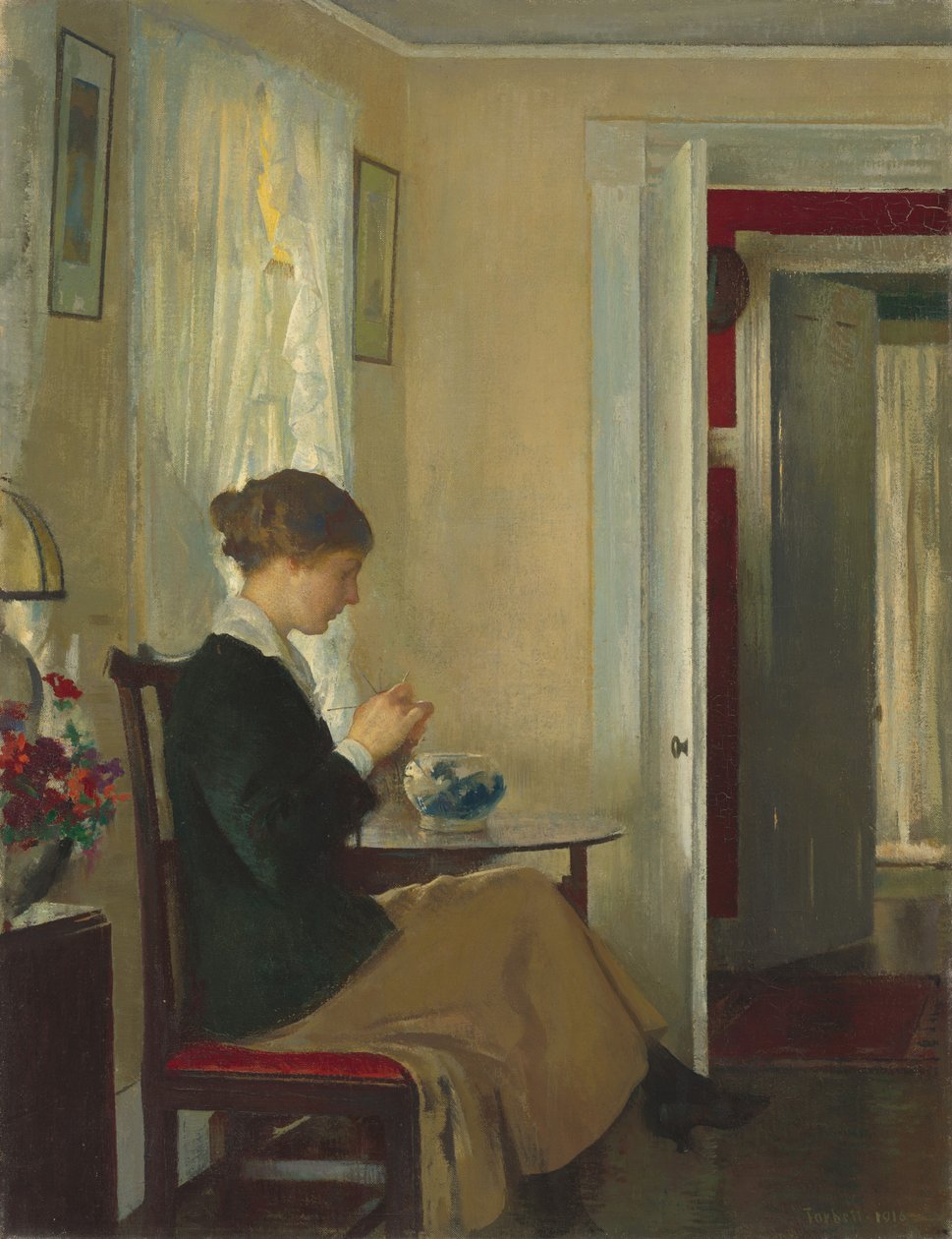 Josephine Knitting, 1916. alkotó: Edmund Charles Tarbell
