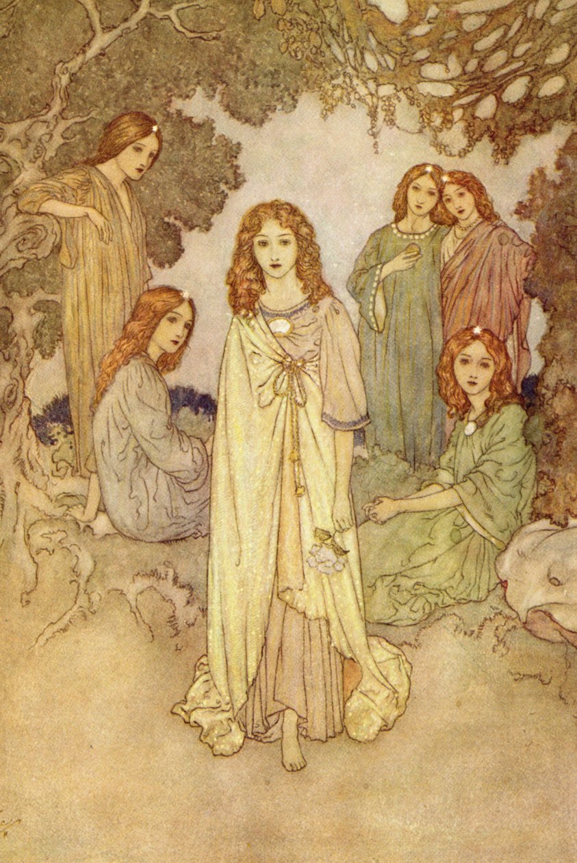 A nimfák, a "Paradicsom kertjéből alkotó: Edmund Dulac
