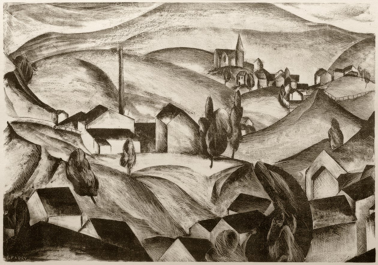 Táj házakkal alkotó: Edmund Fabry