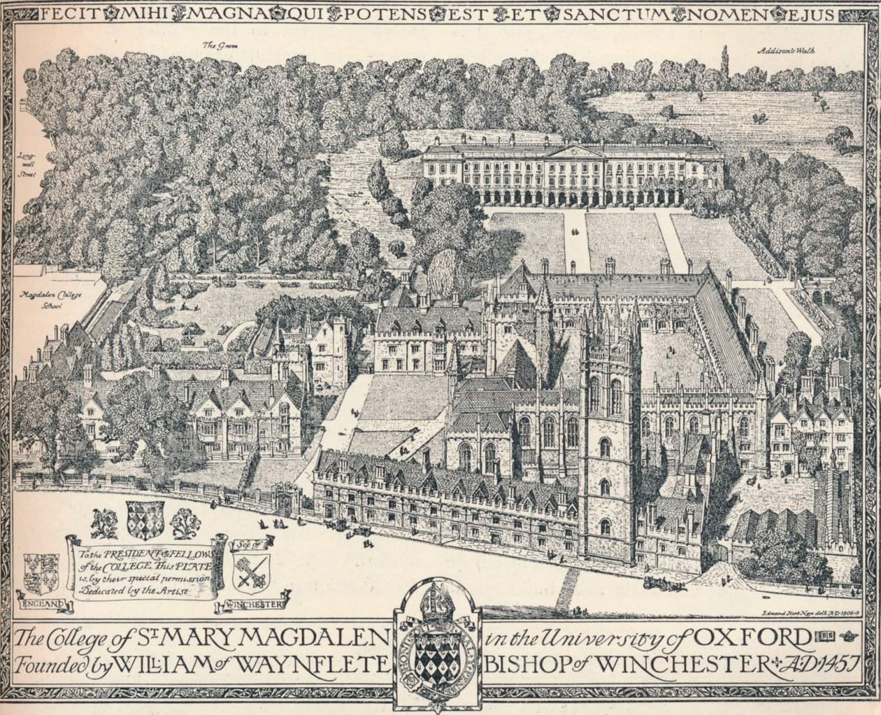 Magdalen College, Oxford, 1905 alkotó: Edmund Hort New