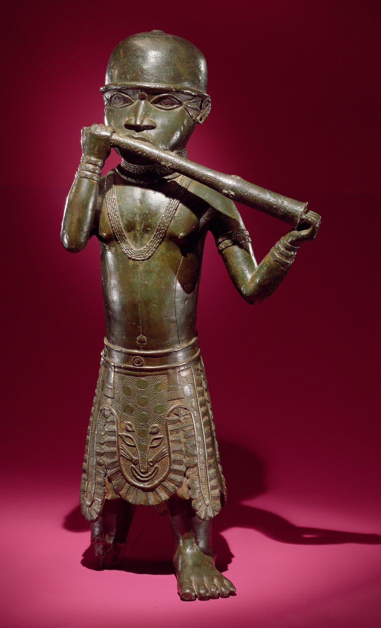 Hornblower, Beninből, Nigériából (bronz) alkotó: Edo Culture