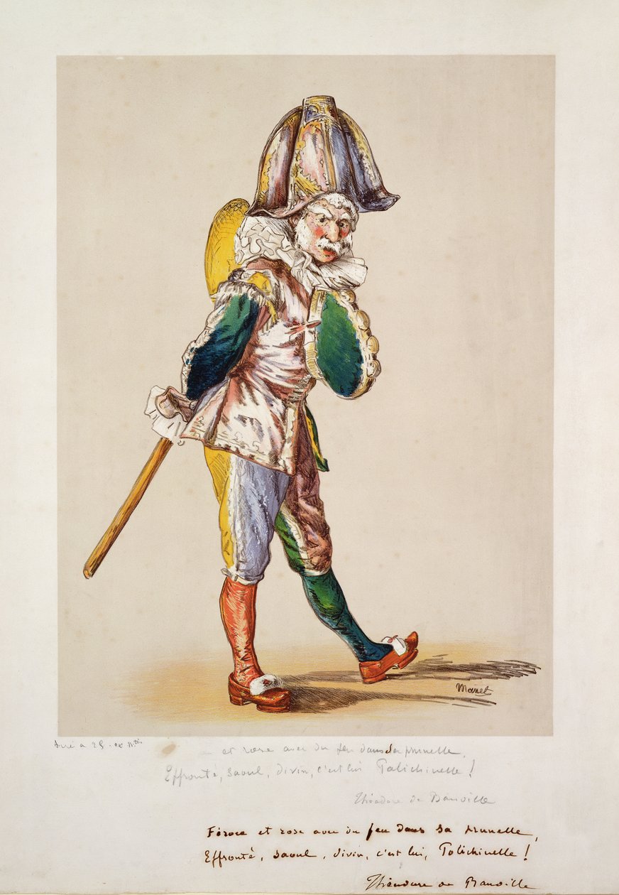 Polichinelle, 1876 (színes lito, fehér gouache és WC papíron) alkotó: Édouard Manet