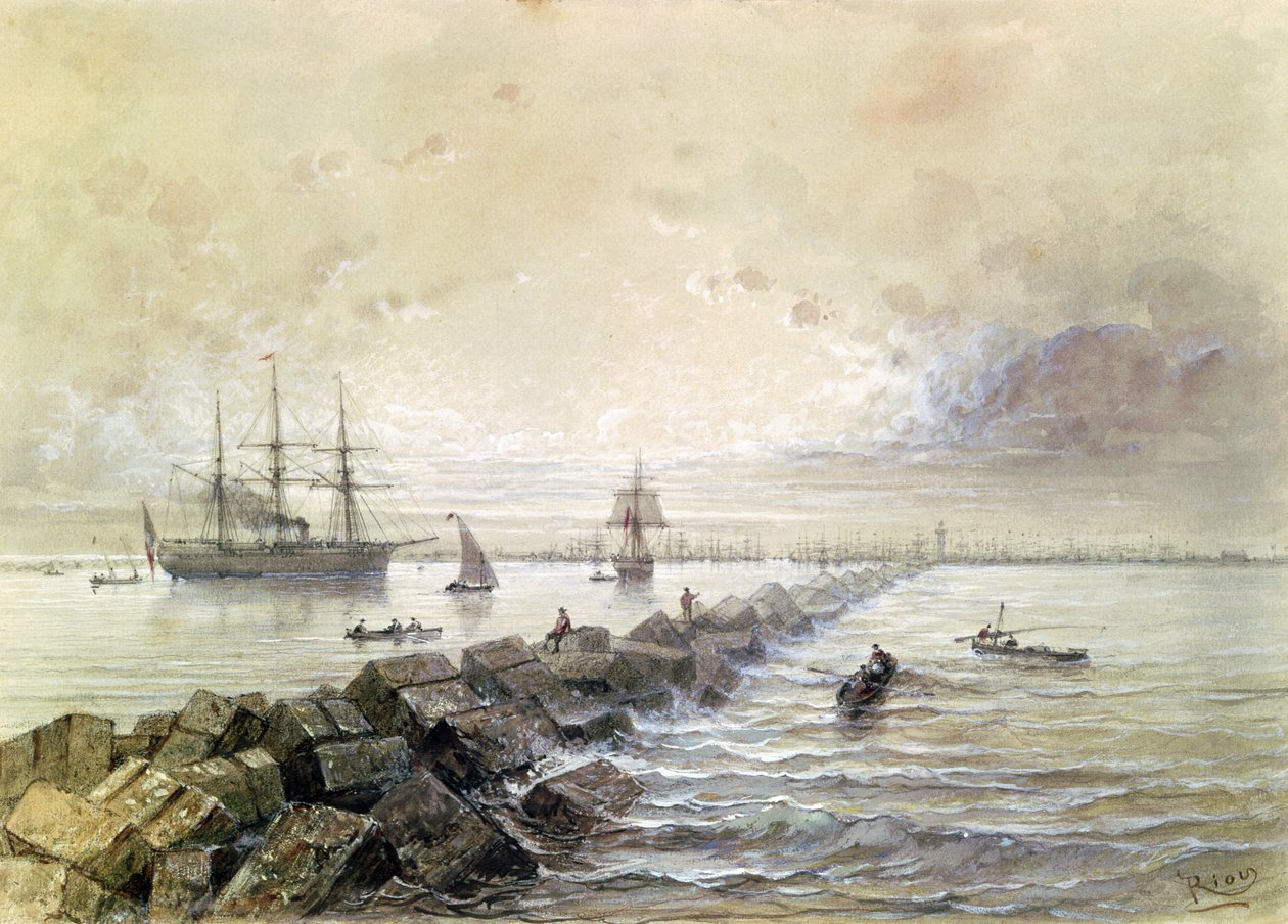 A Szuezi-csatorna, egy emlékalbumból, amely Eugenie császárné (1827-1920) utazásának emléket állít az 1869-es felavatáson alkotó: Edouard Riou