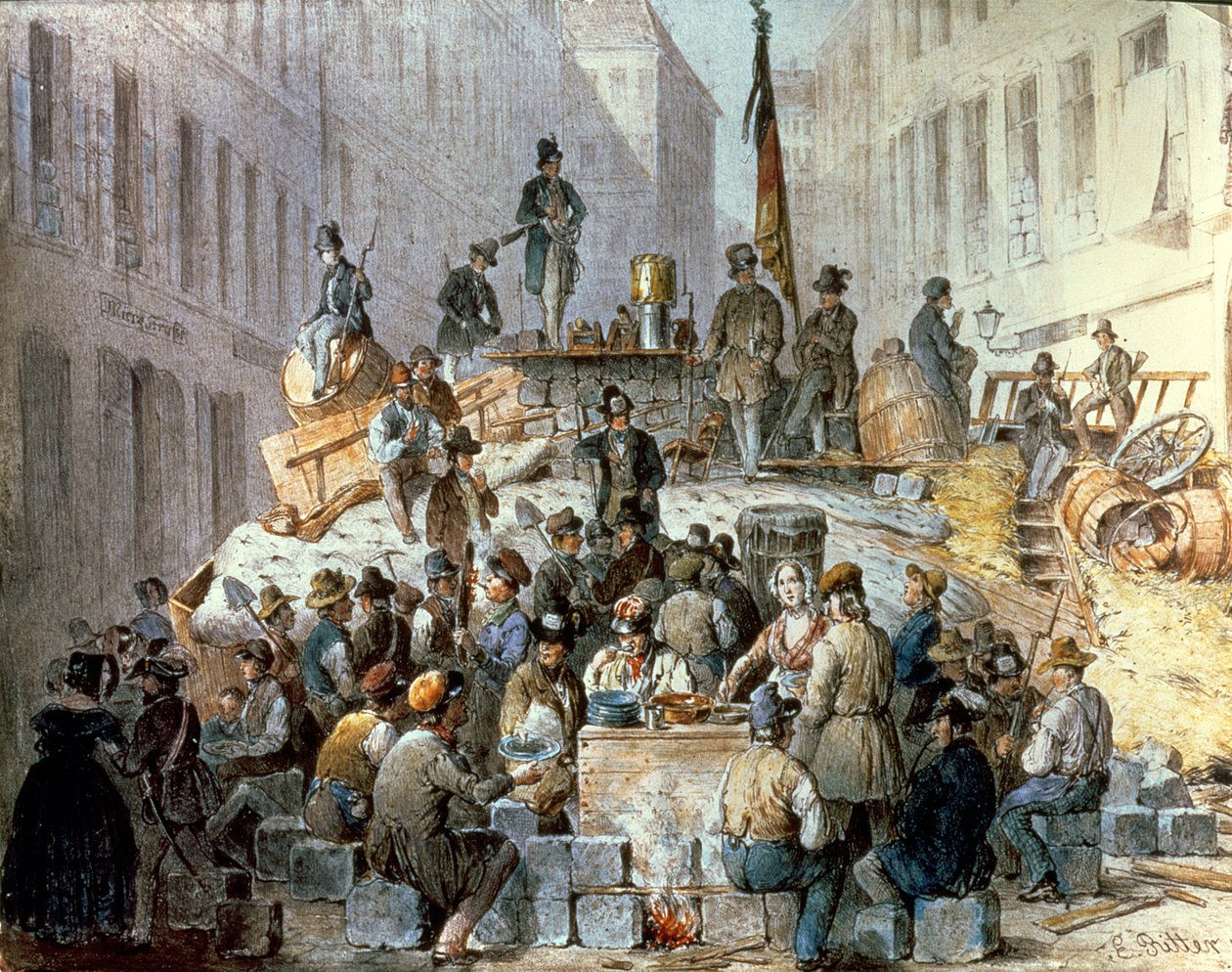 Barikádok a Marzstrassén, Bécsben, 1848 alkotó: Edouard Ritter