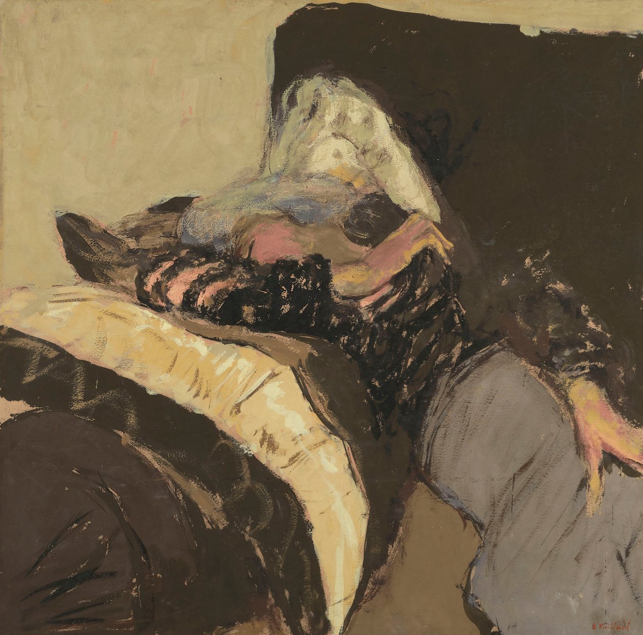 Lucy Hessel a kanapén alszik alkotó: Edouard Vuillard