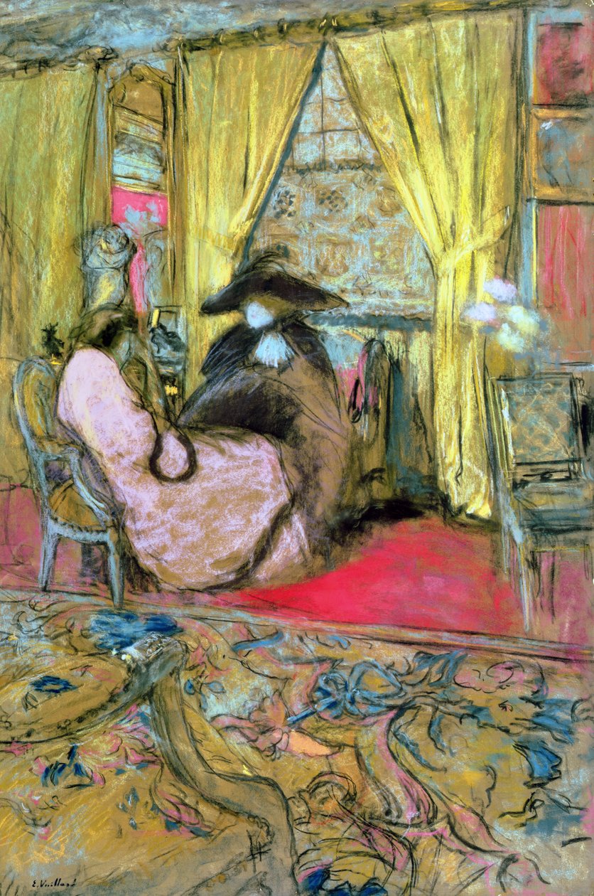 The Visit, 1910 körül (pasztell, papíron) alkotó: Edouard Vuillard
