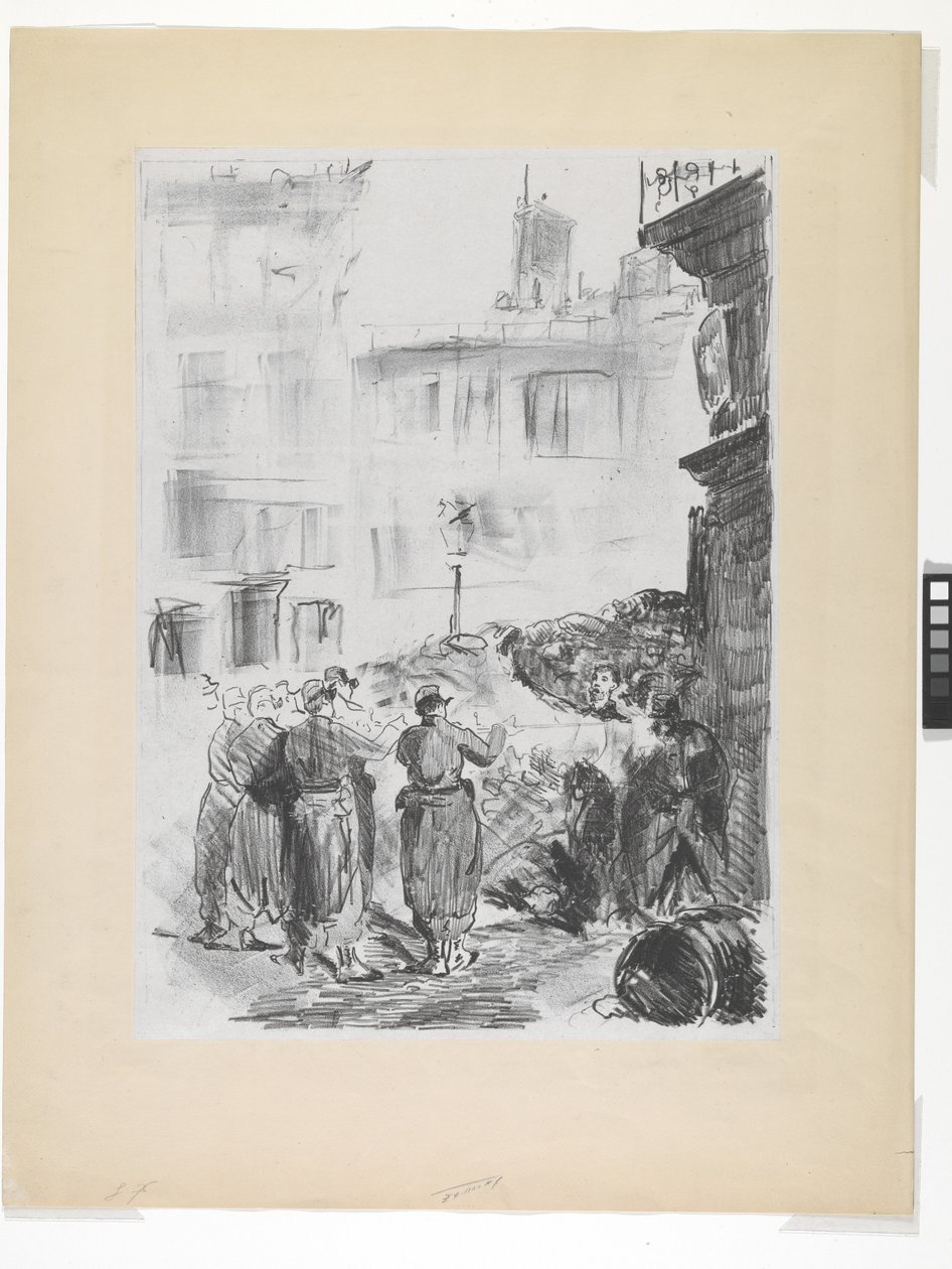 A barikád (litográfia a chine colle-on) alkotó: Édouard Manet
