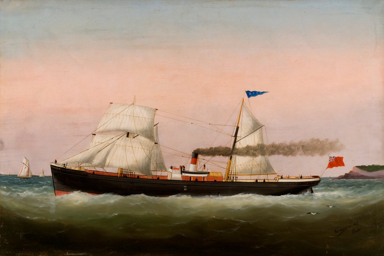 Vitorlás hajók, Le Havre, 1877 alkotó: Edouard Marie Adam