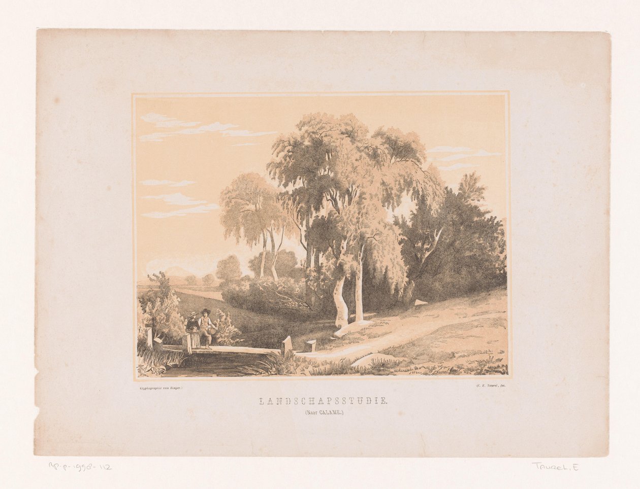 Landschapsstudie (cím az objektumon) alkotó: Edouard Taurel