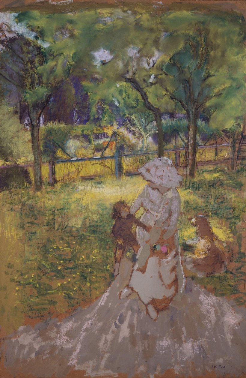 Anya és gyermeke a kertben alkotó: Edouard Vuillard