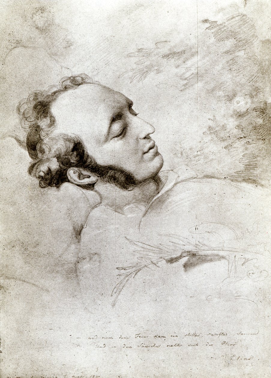 Felix Mendelssohn (1809-47) a halálos ágyán, 1847 körül alkotó: Eduard Bendemann