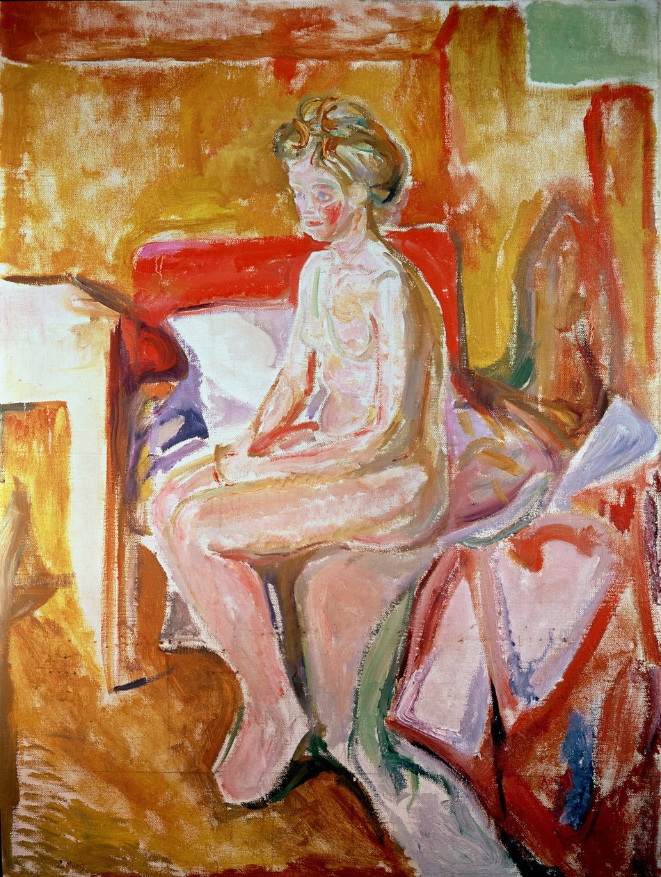 Lány az ágya szélén ülve alkotó: Edvard Munch