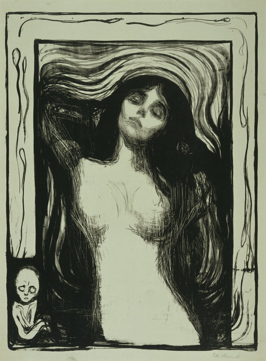 Madonna, 1895-1902 (litho szürke-zöld papíron) alkotó: Edvard Munch