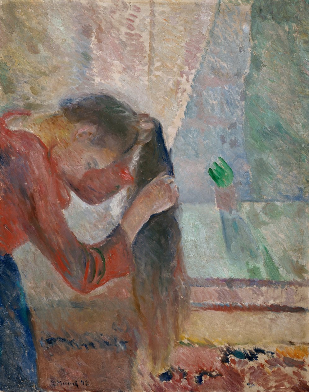 Lány fésülködik a haját alkotó: Edvard Munch