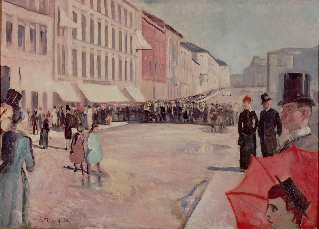 Katonazenekar az oslói Karl-Johann utcában alkotó: Edvard Munch