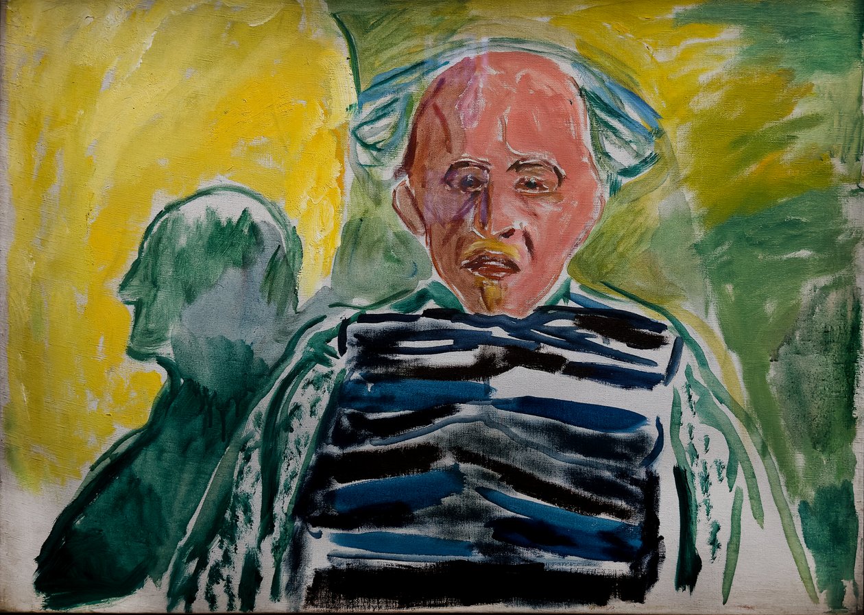 Önarckép csíkos pulóvert visel alkotó: Edvard Munch