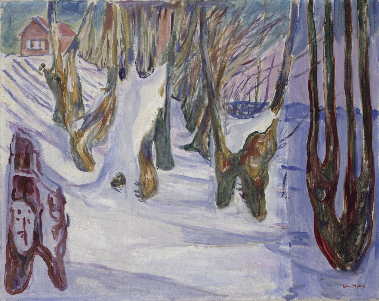 Téli táj házzal (olaj, vászon) alkotó: Edvard Munch