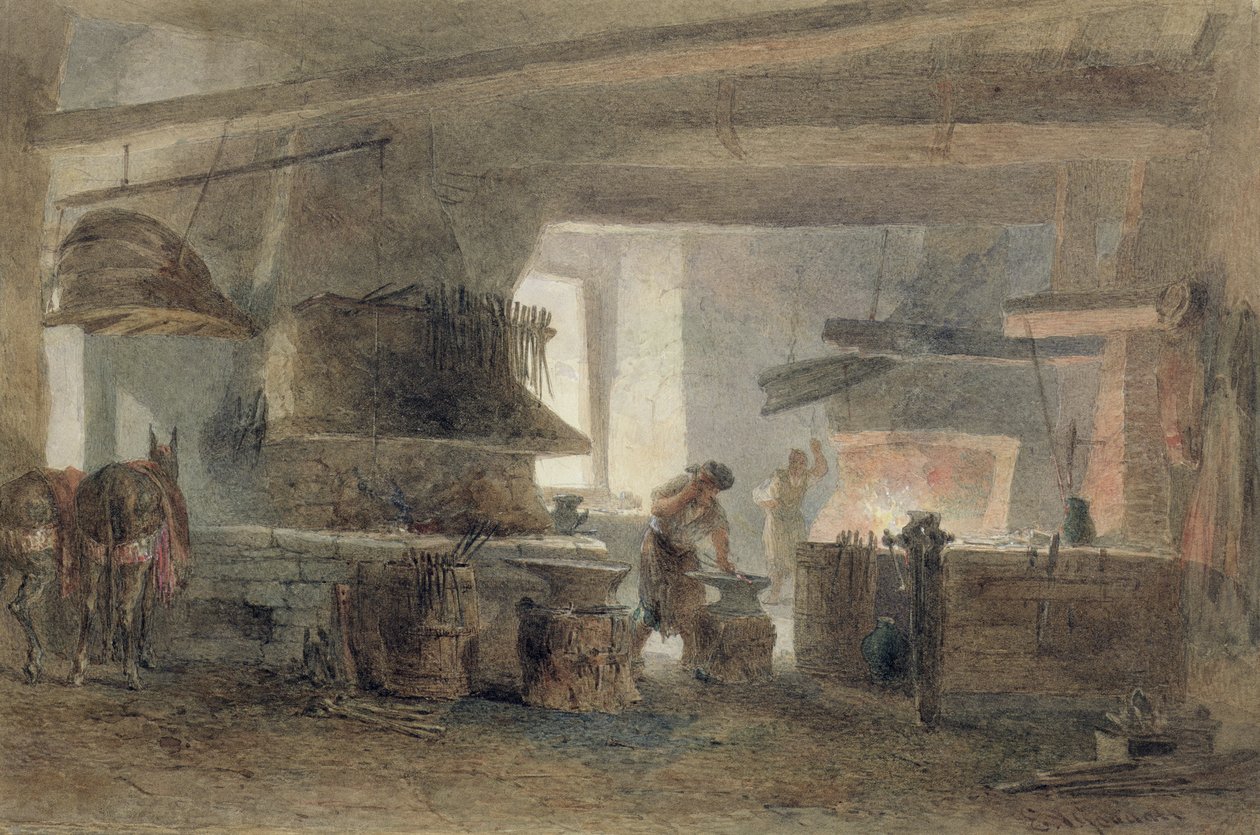 Kovácsműhely Sevillában (wc, toll és tinta papíron) alkotó: Edward Angelo Goodall