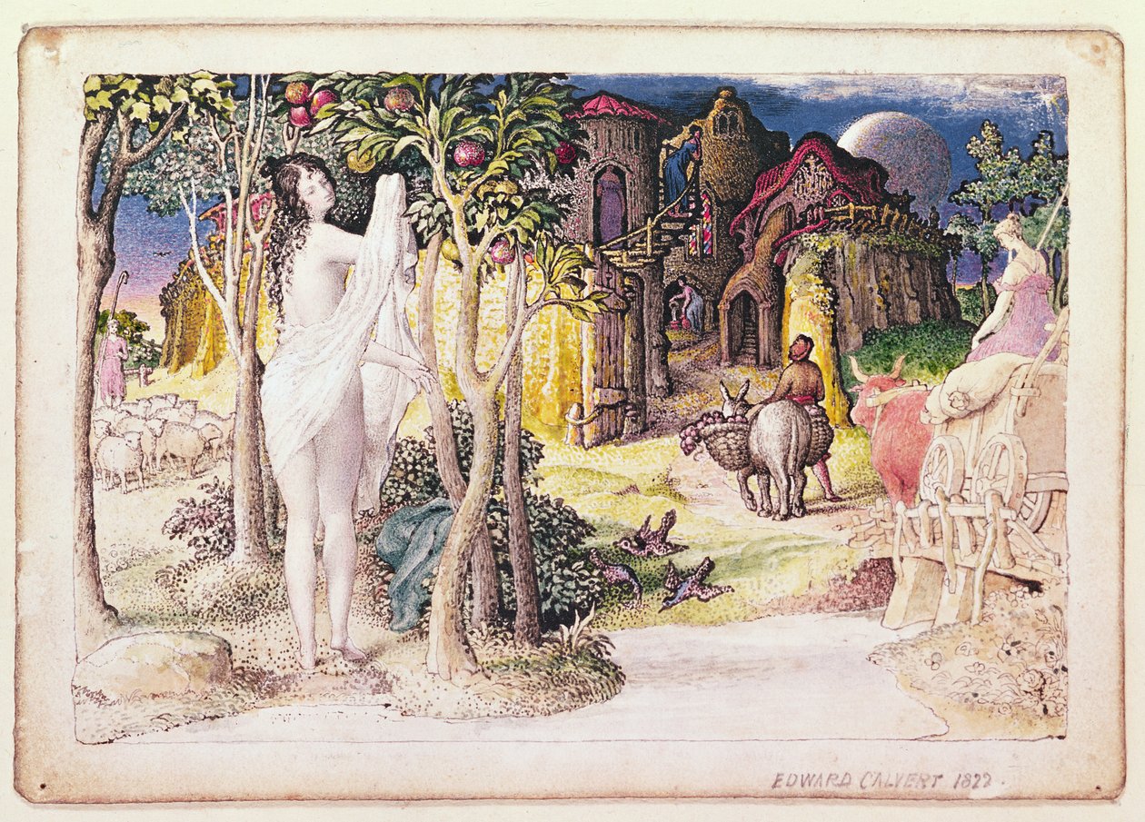 A primitív város, 1822 (toll és tinta és WC) alkotó: Edward Calvert