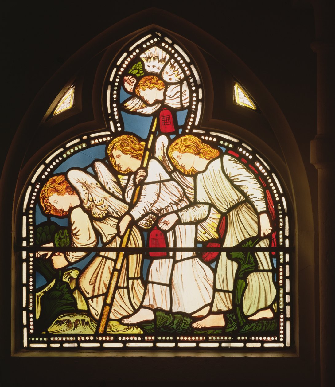 Angyalok, 1862 (festett üveg) alkotó: Edward Burne Jones