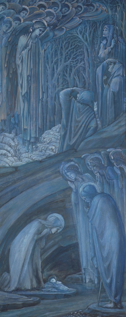 Születés, 1887 (guache és aranyfesték papíron) alkotó: Edward Burne Jones