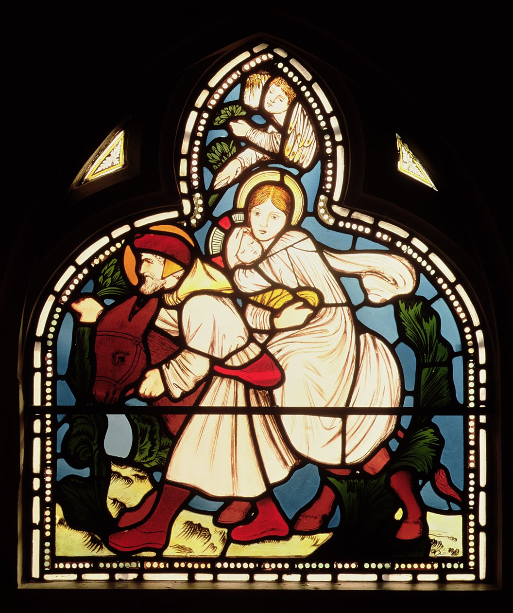 Repülés Egyiptomba, 1862 (festett üveg) alkotó: Edward Burne Jones