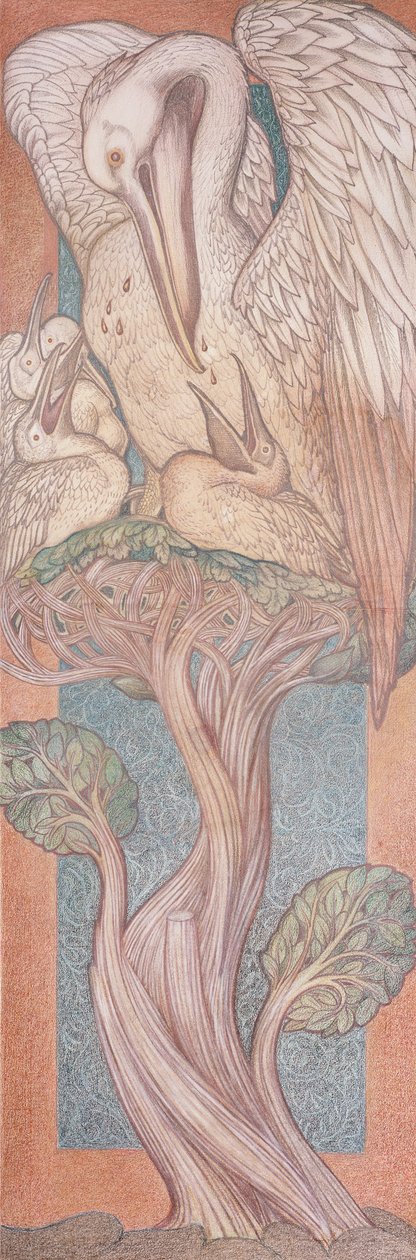 A Pelikán, rajzfilm ólomüveghez a William Morris Company számára, 1880 (színes kréta papíron) alkotó: Edward Burne Jones