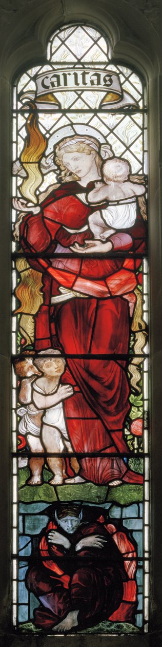 Rochdale, St Chad, Morris & Co., Edward Burne-Jones, Charity, 1902 alkotó: Edward Burne Jones